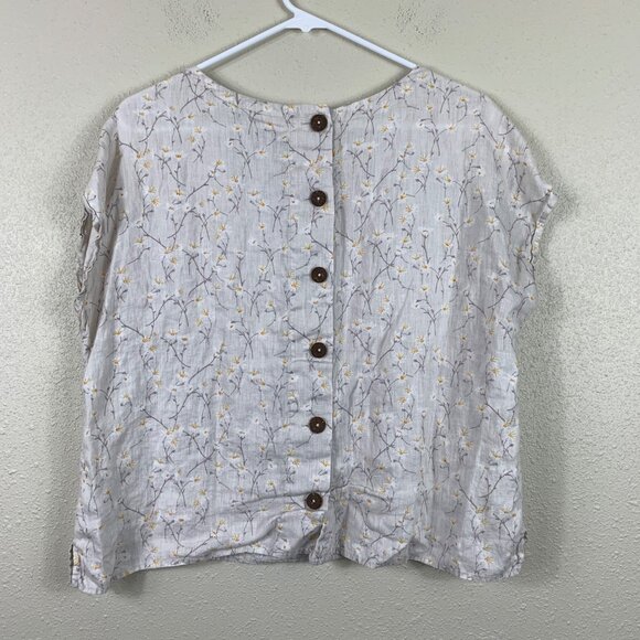 Cynthia Rowley Boxy 100% Linen Sleeveless Floral Top Size Small - Picture 5 of 7